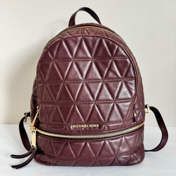 Michael Kors Rhea Medium Quilted Leather Backpack In Barolo - Picture 6 of 16